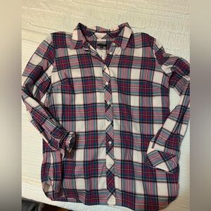 Talbots Red and Blue Plaid Women's Button Down Shirt